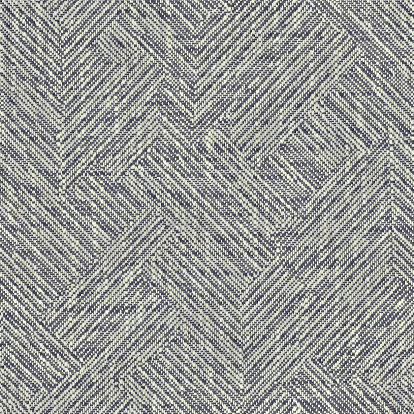 Textured upholstery fabric pattern with a zigzag design in navy blue and white. Linwood fabrics natural fibre fabric for bespoke indoor bench cushions