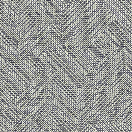 Textured upholstery fabric pattern with a zigzag design in navy blue and white. Linwood fabrics natural fibre fabric for bespoke indoor bench cushions