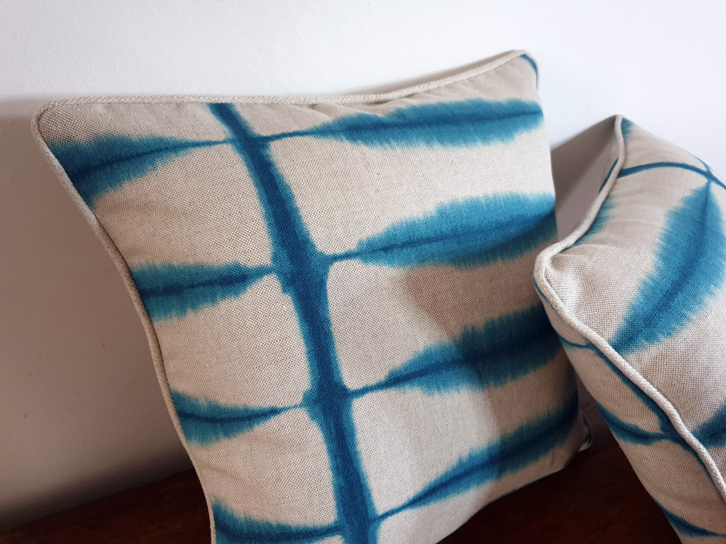 Blue and Cream Soundwave Scatter Cushion Cover