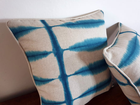 Blue and Cream Soundwave Scatter Cushion Cover