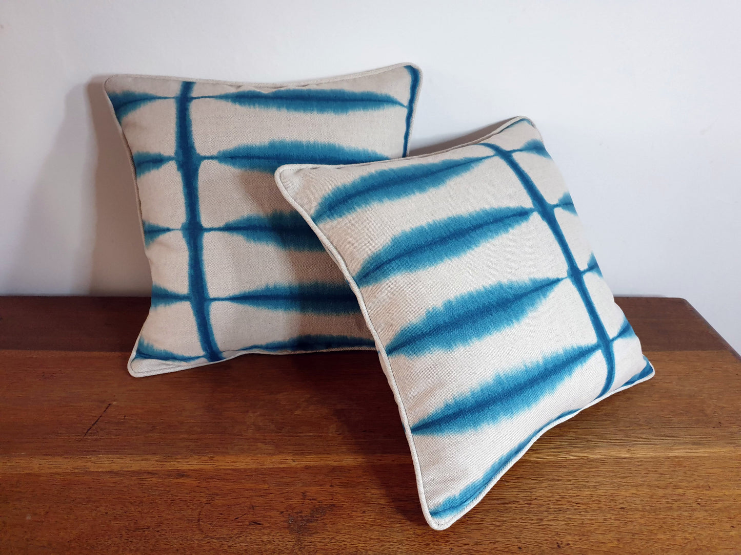 Blue and Cream Soundwave Scatter Cushion Cover