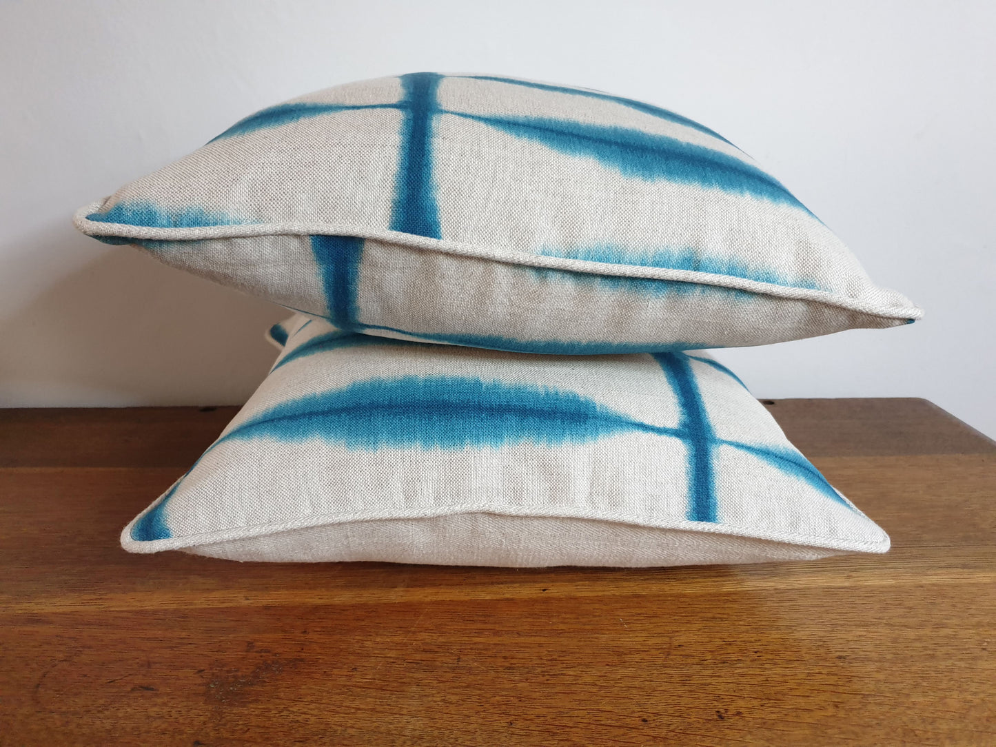 Blue and Cream Soundwave Scatter Cushion Cover