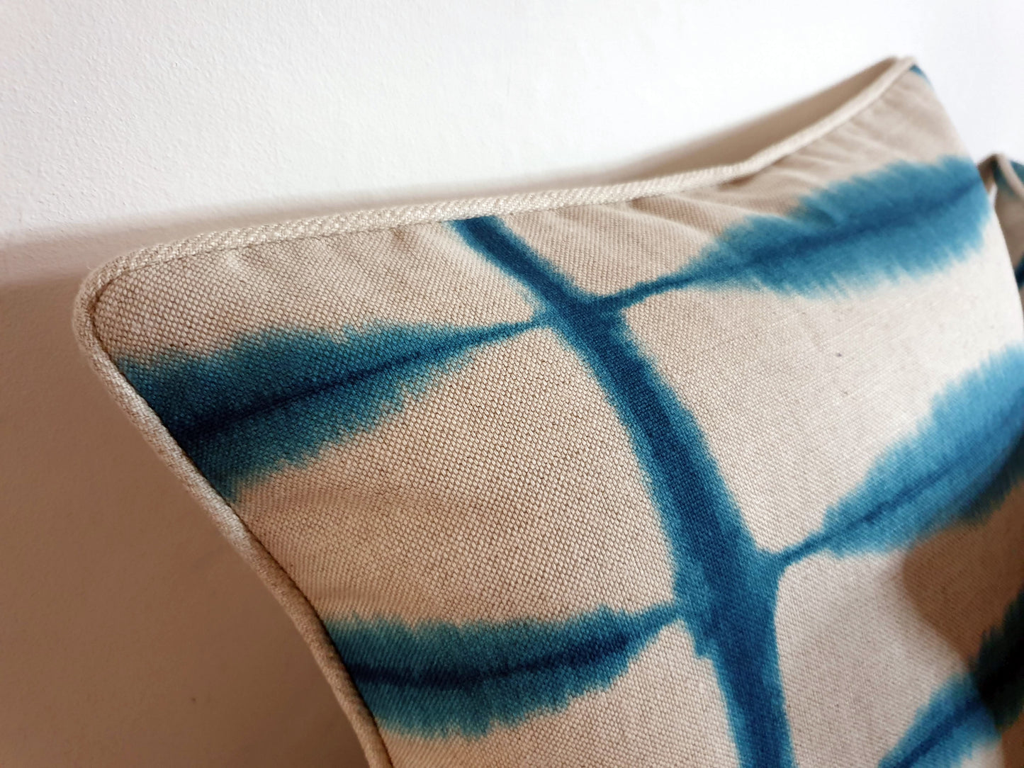 Blue and Cream Soundwave Scatter Cushion Cover