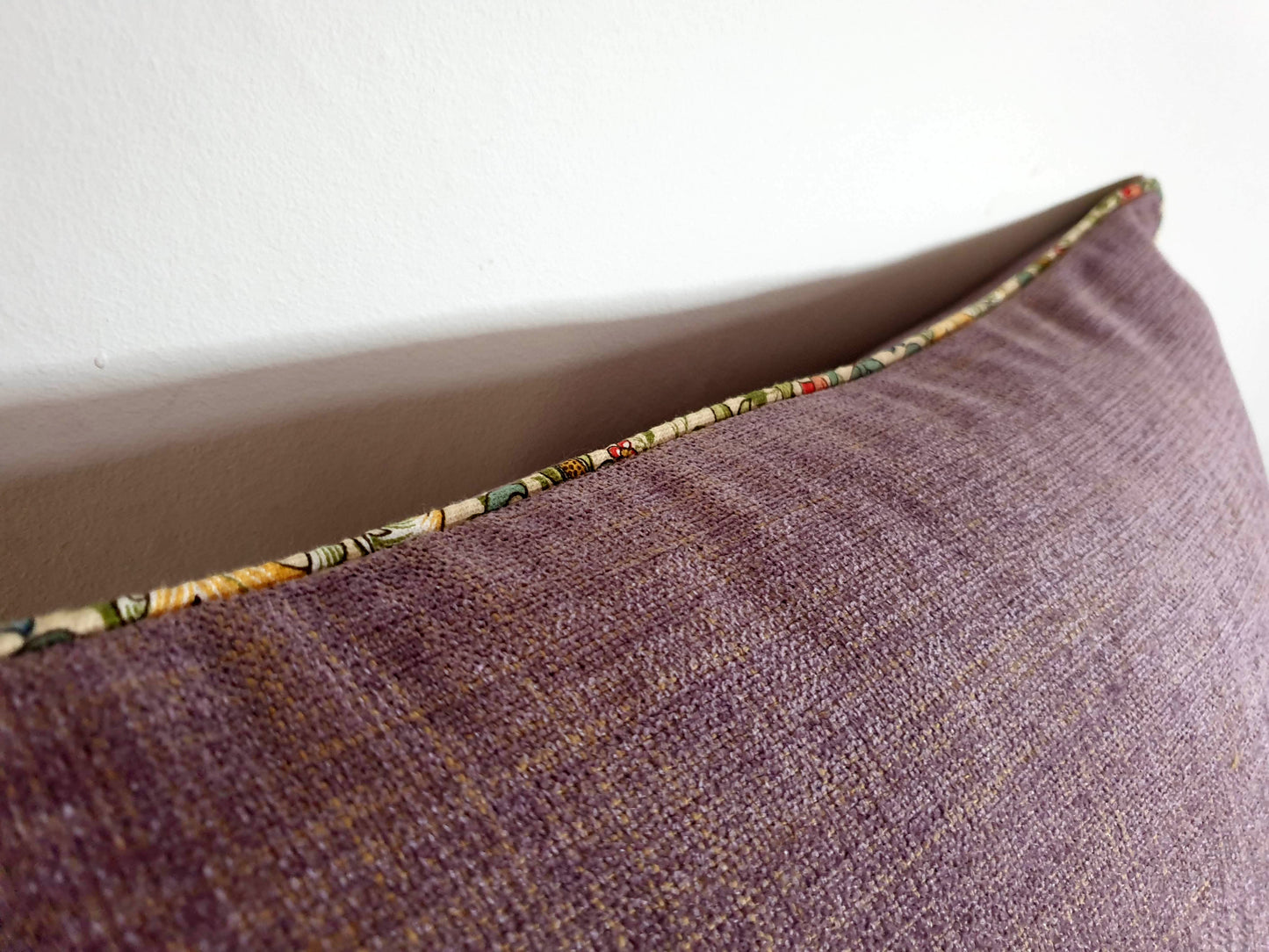 Heather Chenille Scatter Cushion with William Morris Piping