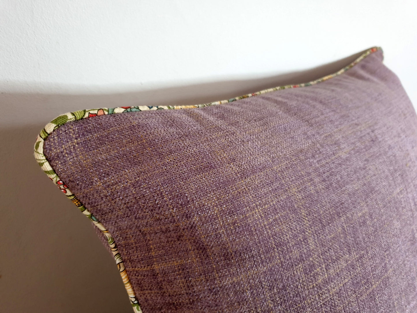 Heather Chenille Scatter Cushion with William Morris Piping
